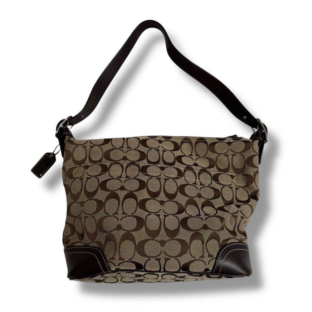 Coach Soho Hobo Bag Brown Tan Signature Jacquard Y2K Shoulder Purse - Picture 4 of 12